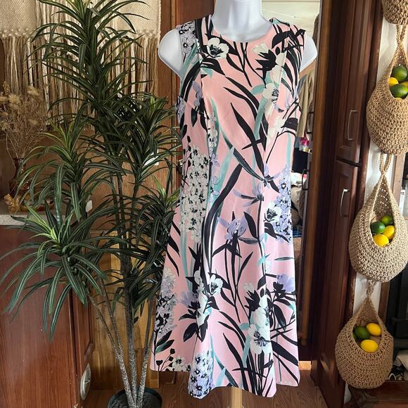 Tommy Hilfiger Pink Floral Sleeveless A-Line Fit & Flair Dress – Size XS (0/2) - Picture 1 of 6